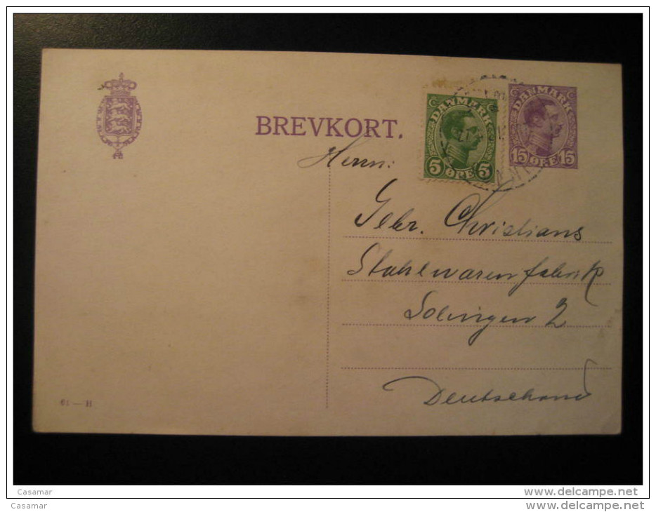 1921 ? To Solingen Germany Postal Stationery Card Denmark - Covers & Documents