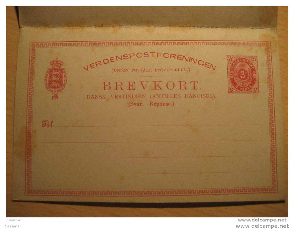 DANISH WEST INDIES 3+3 Cents Postal Stationery Card + Reply Panama Canal Denmark Antilles Danoises Virgin Vierges USA - Denmark (West Indies)