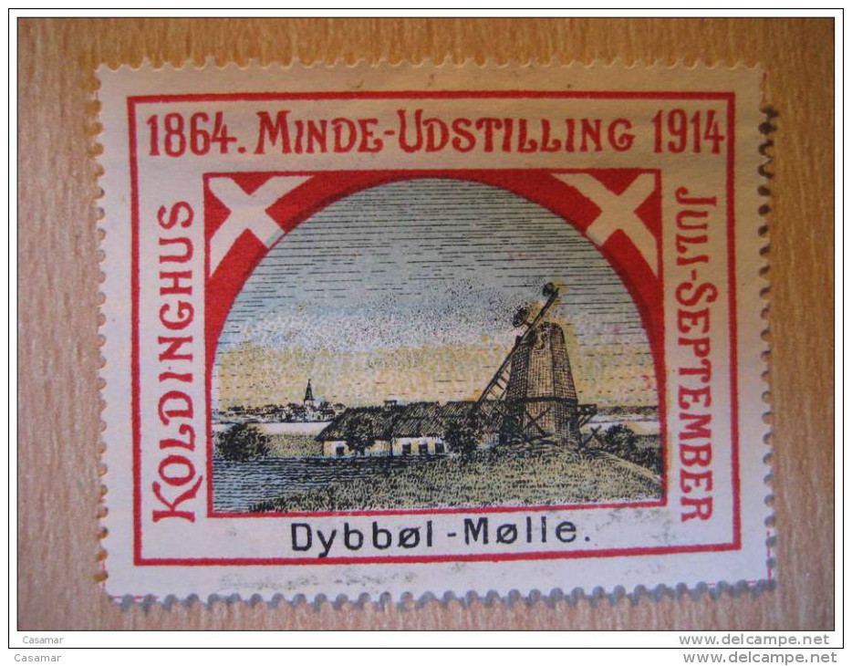 Minde Udstilling Koldinghus Dybbol Molle Mill 1914 WW1 WWI Denmark Poster Stamp Label Vignette Viñeta - Autres & Non Classés