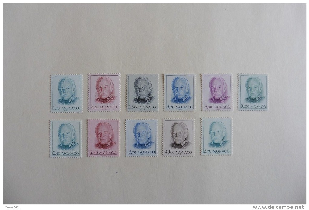 Monaco : 11  Timbres Neufsn Efigies Du Prince - Collections, Lots & Series