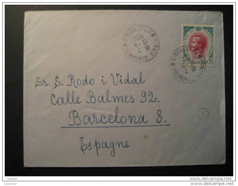 MONACO Monte Carlo Monte-Carlo Condamine 1960 To Barcelona Spain Espagne Cote D' Azur France - Covers & Documents