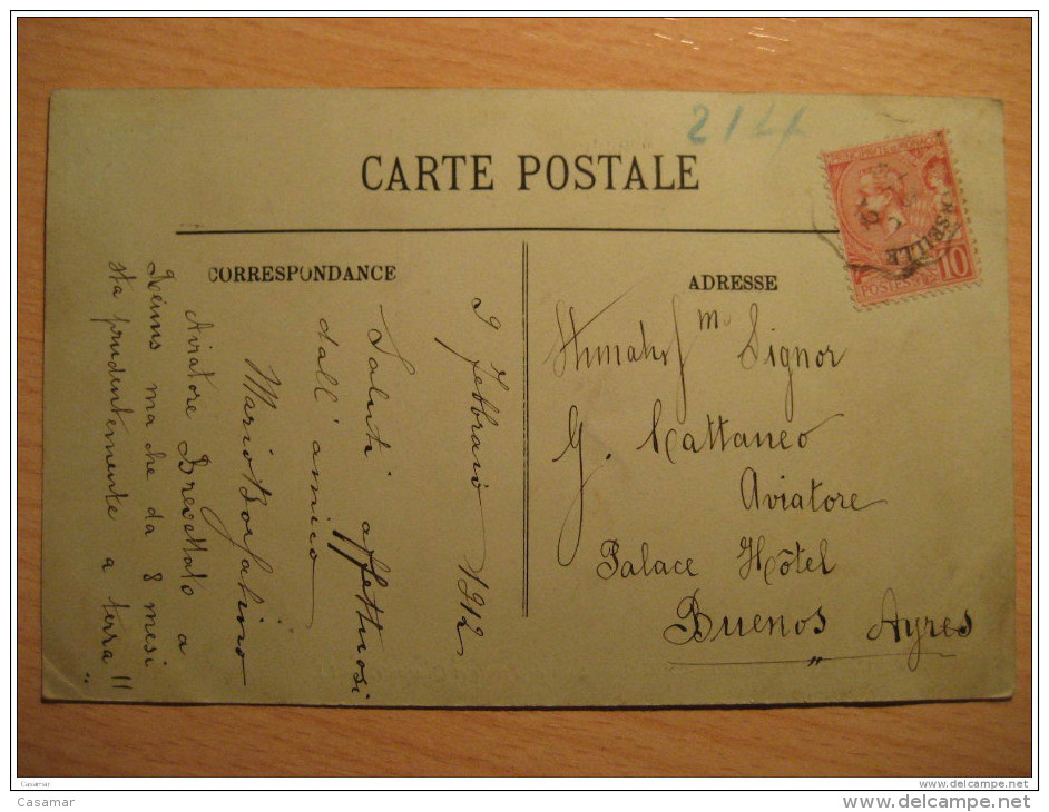 MONACO Monte-Carlo Ambulant Marseille 1912 To Buenos Aires Argentina Stamp On Casino Club Kasino Post Card France - Brieven En Documenten
