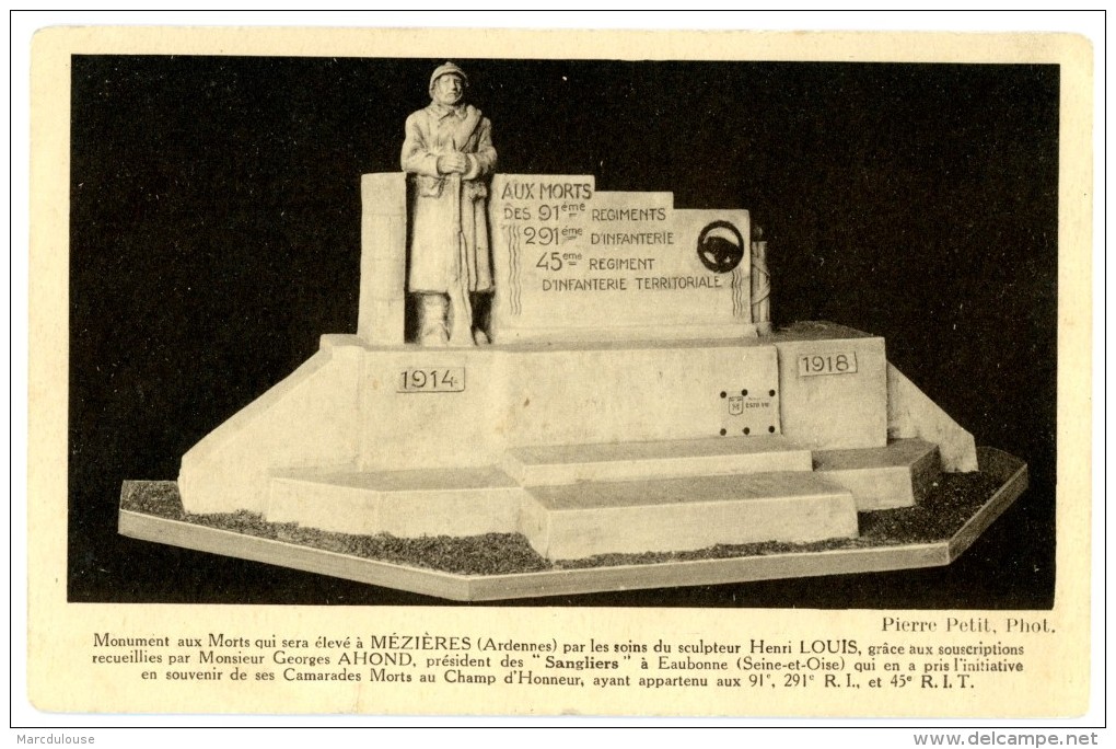 Monument Aux Morts Qui Sera élevé à Mézières (Ardennes) Par Les Soins Du Sculpteur Henri Louis, Grâce Aux Souscriptions. - Autres & Non Classés