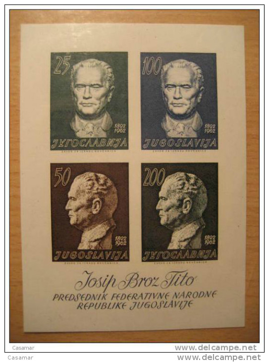 Yvert Block 8 Unhinged Tito President 4 Stamp Imperforated YUGOSLAVIA - Blocs-feuillets