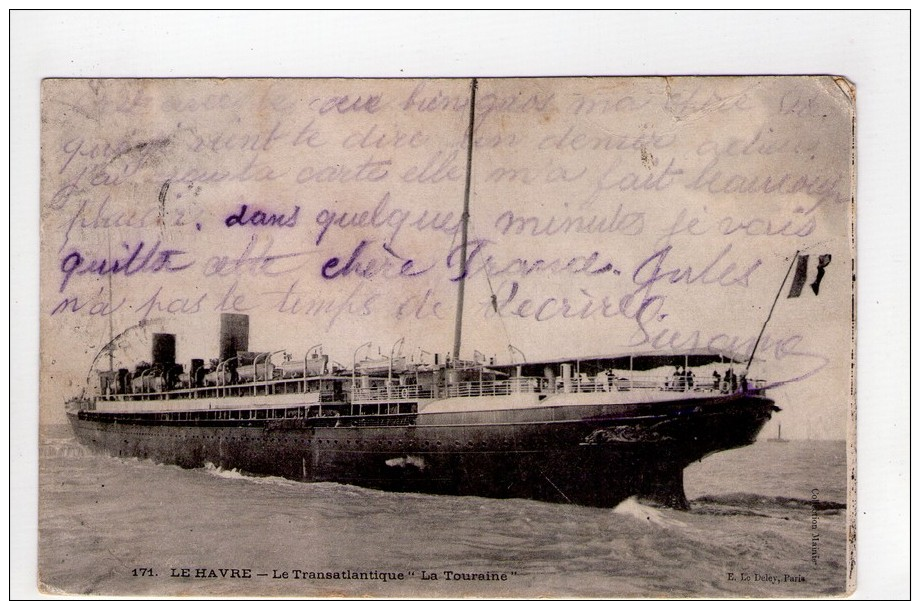 CPA/RYS415/LE HAVRE LE TRANSATLANTIQUE LA  TOURAINE 1906 - Steamers