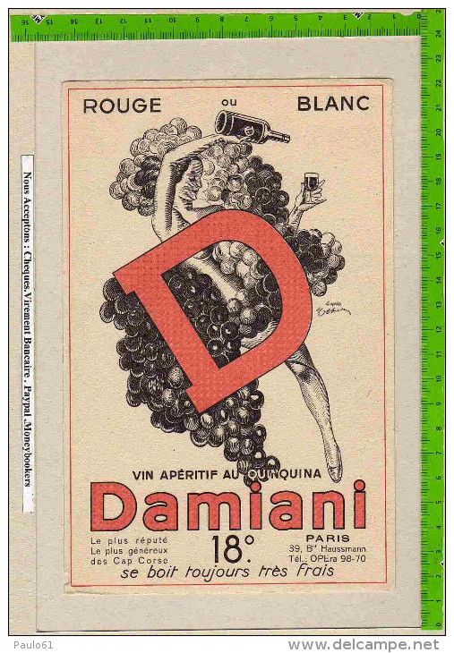 BUVARD  : Vin Aperitif DAMIANI Au Quinquina  Le Plus Reputé Le Plus Genereux Des Cap Corse  Signé D´Apres Efs..... - Liqueur & Bière