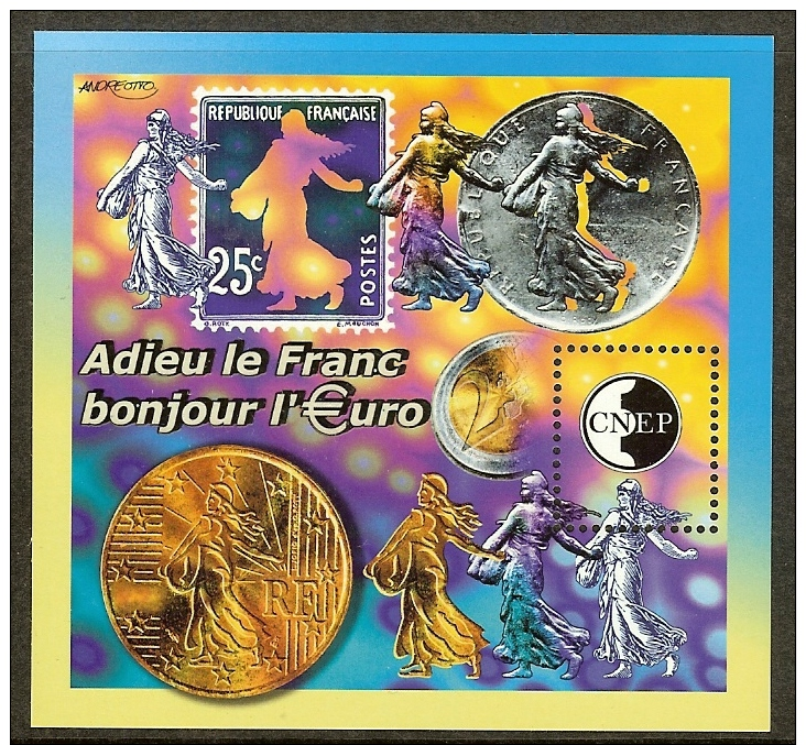 FRANCE BLOC CNEP N°35 (ADIEU LE FRANC-BONJOUR L'EURO) - COTE 10.00 € - CNEP