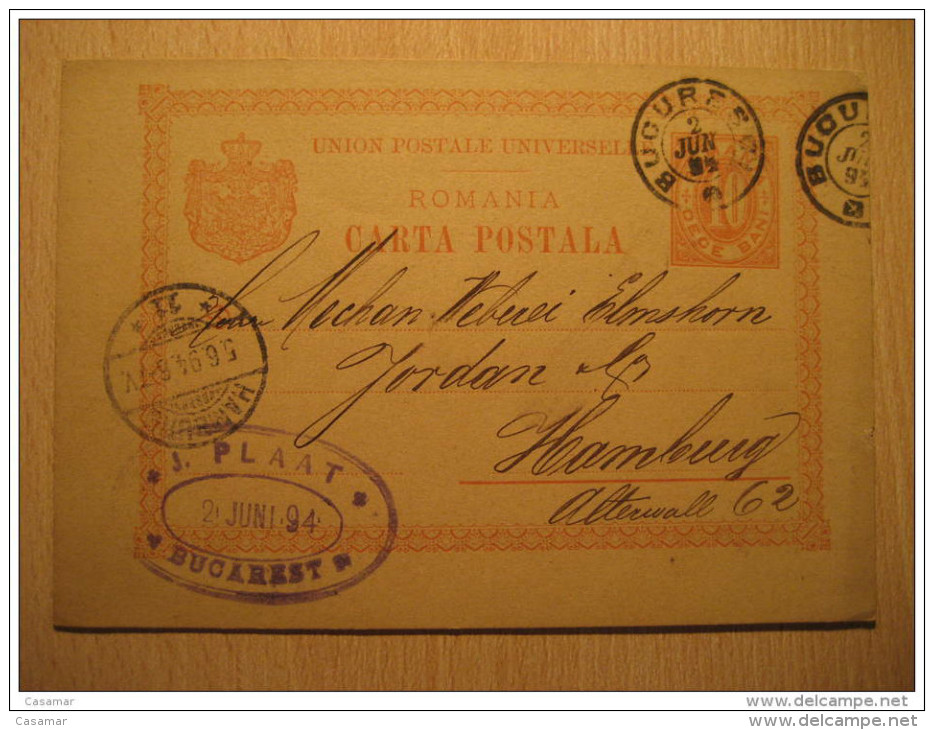 Bucharest 1894 To Hamburg Germany Postal Stationery Card Romania - Cartas & Documentos