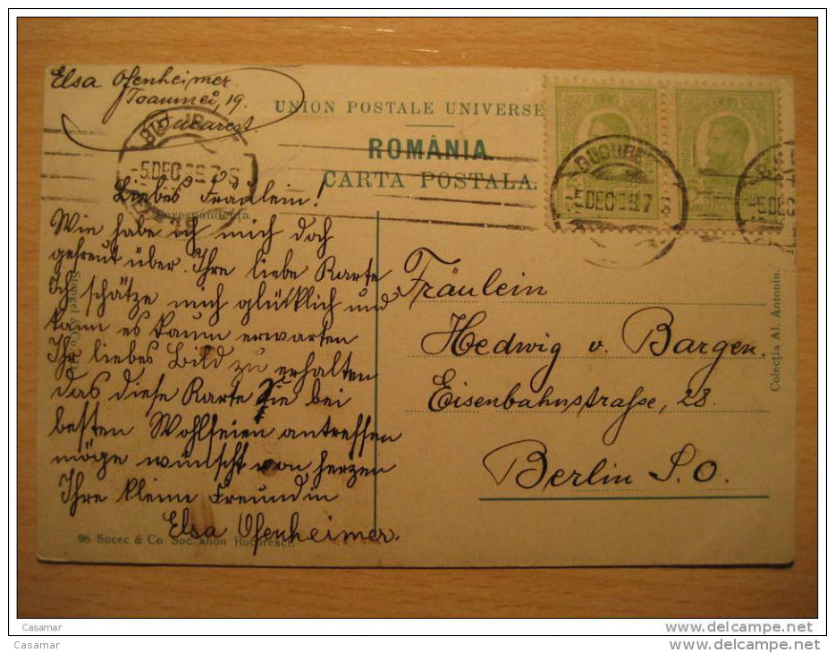 ROMANIA Bucharest 1909 To Berlin Germany Castle Chateau Castelul Pelisor Sinaia Post Card - Lettres & Documents