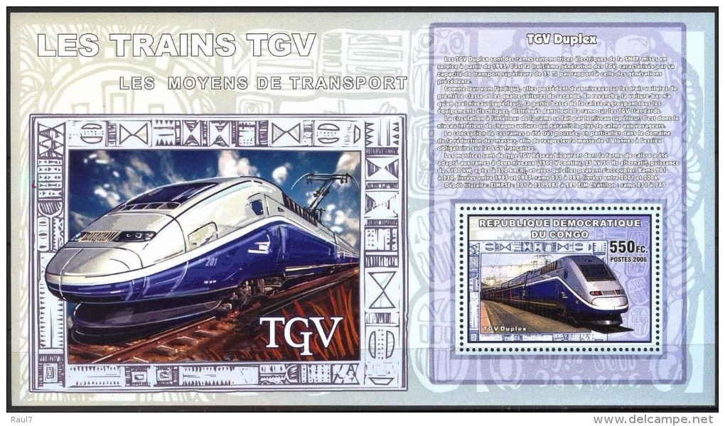 R. D. Du Congo 2006 - Trains, TGV Duplex - BF ** Neufs // Mnh - Ungebraucht