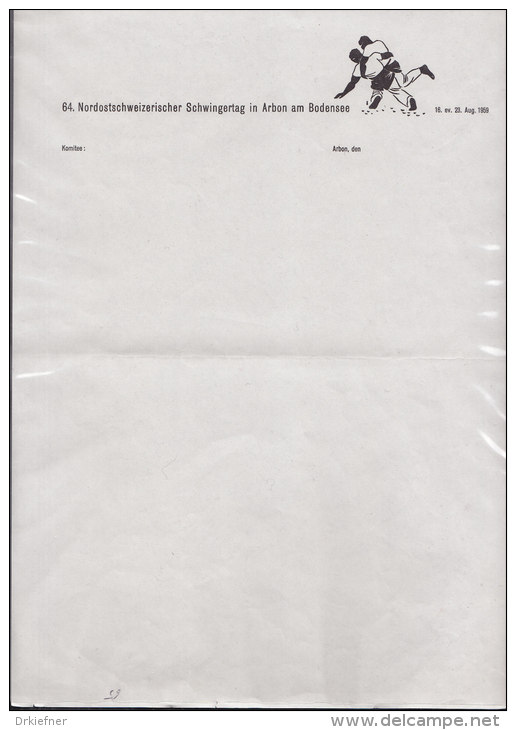 SCHWEIZ, Briefpapier DinA 4, Briefkopf: 64. Nordostschweizerischer Schwingertag In Arbon, 1959 - Other & Unclassified