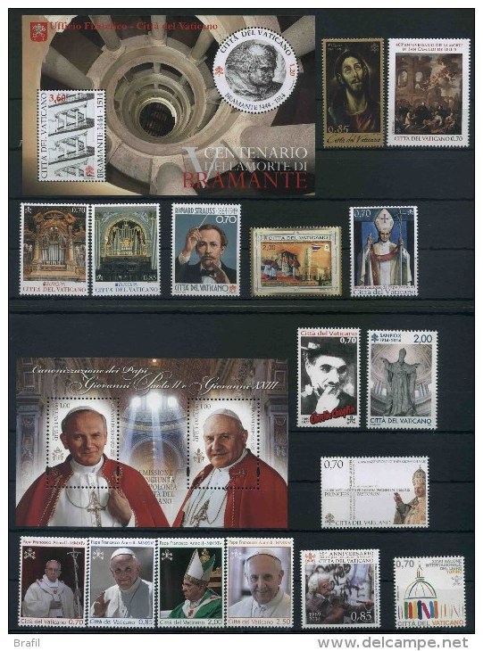 2014 Vaticano, Annata Completa 26 Valori + 5 Foglietti + 1 Libretto, Tutte Serie Complete Nuove (**) - Années Complètes