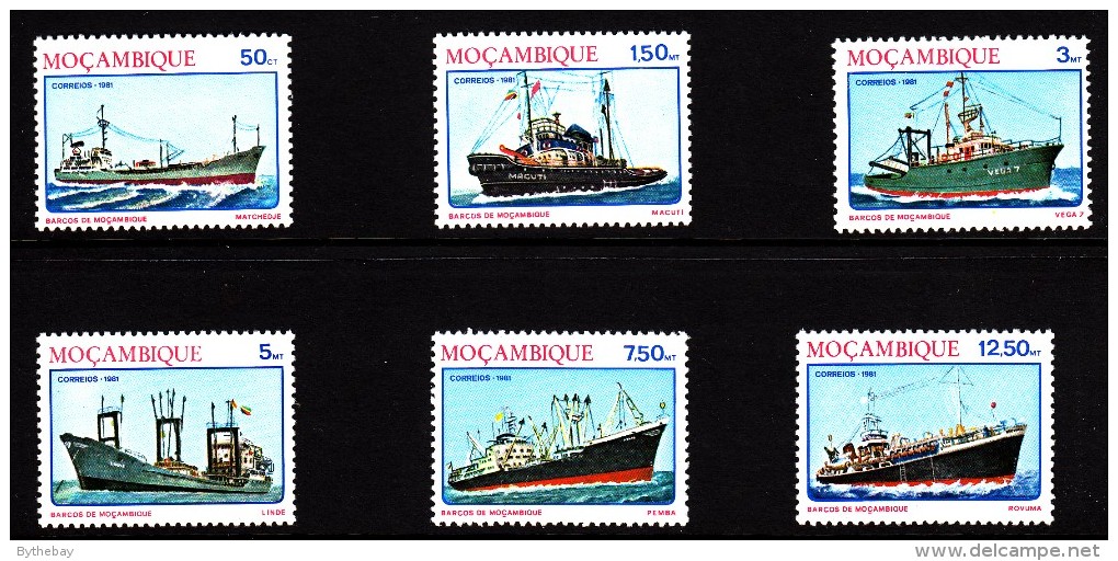 Mozambique MNH Scott #782-#787 Set Of 6 Ships: Tanker, Tugboat, Trawler, Freighter, Ocean Freighter, Dredger - Mozambique