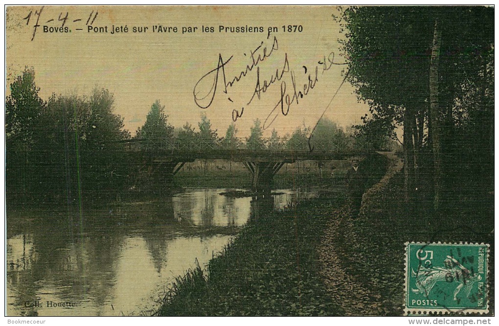 80  BOVES Pont Jeté Sur L'Avre Par Les Prussiens En  1870  Voyagée - Boves