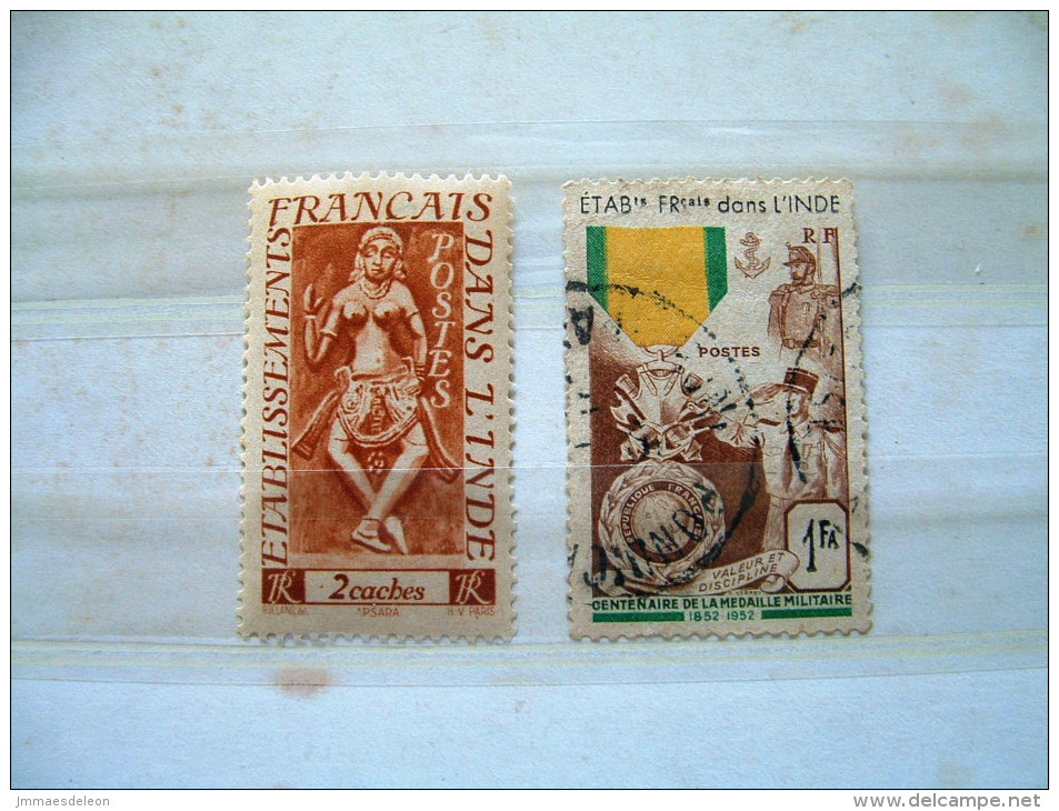 French India 1948 - 1952 - Sculpture Nude Woman Medal - #233 = 3.5 $ - Used Stamps