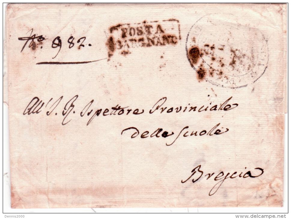 1828-Lombardo-Veneto - Lettre De POSTA/ GARGNANO ( Voll. N°2 ) En Franchise Pour Brescia - 1. ...-1850 Prefilatelia