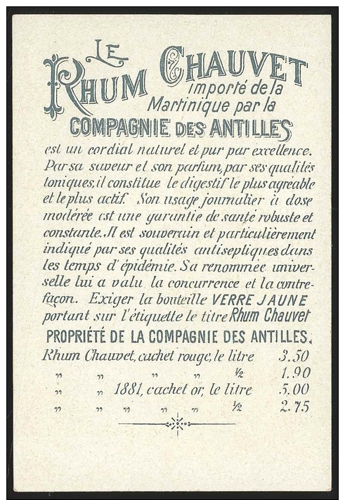 Chromo RHUM CHAUVET (Martinique) - Dame Du Moyen-Âge - Altri & Non Classificati