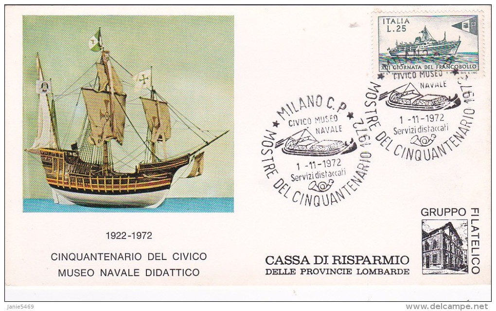 Italy 1972 Civico Museo Navale 50 Mo Anniversario - 1971-80: Used