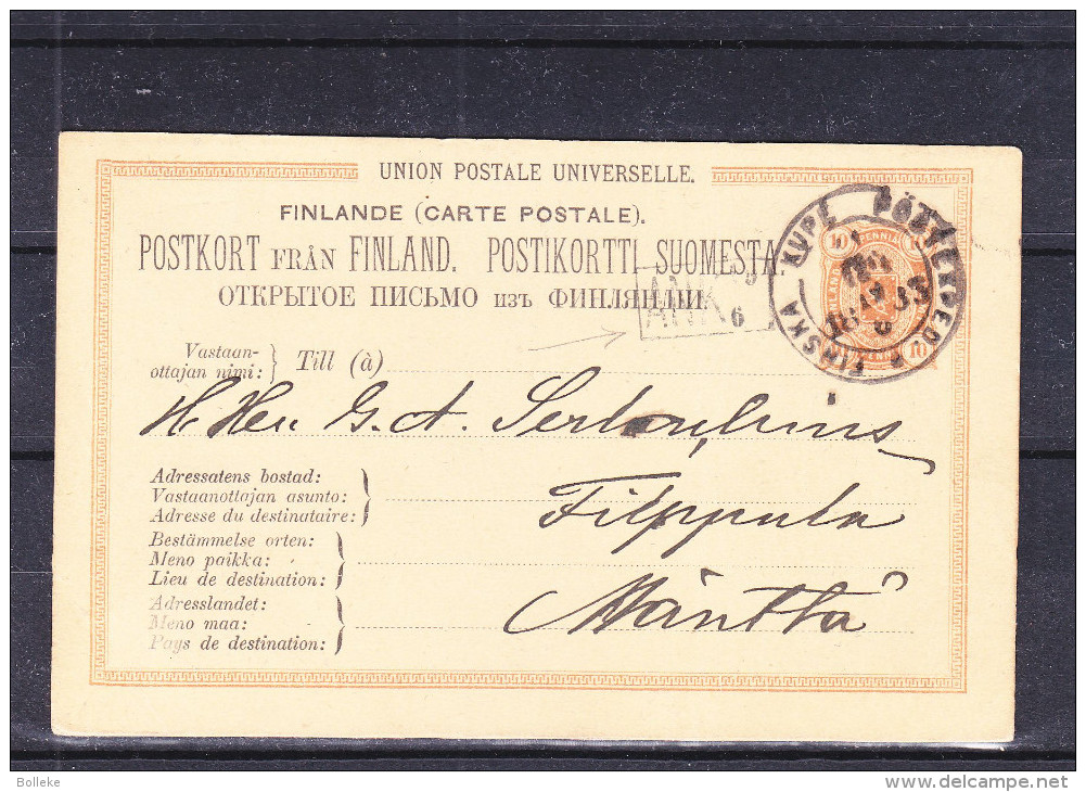 Finlande - Carte Postale De 1883 - Entier Postal - Oblitération Finska Poste... - Cachet ANK - Cartas & Documentos