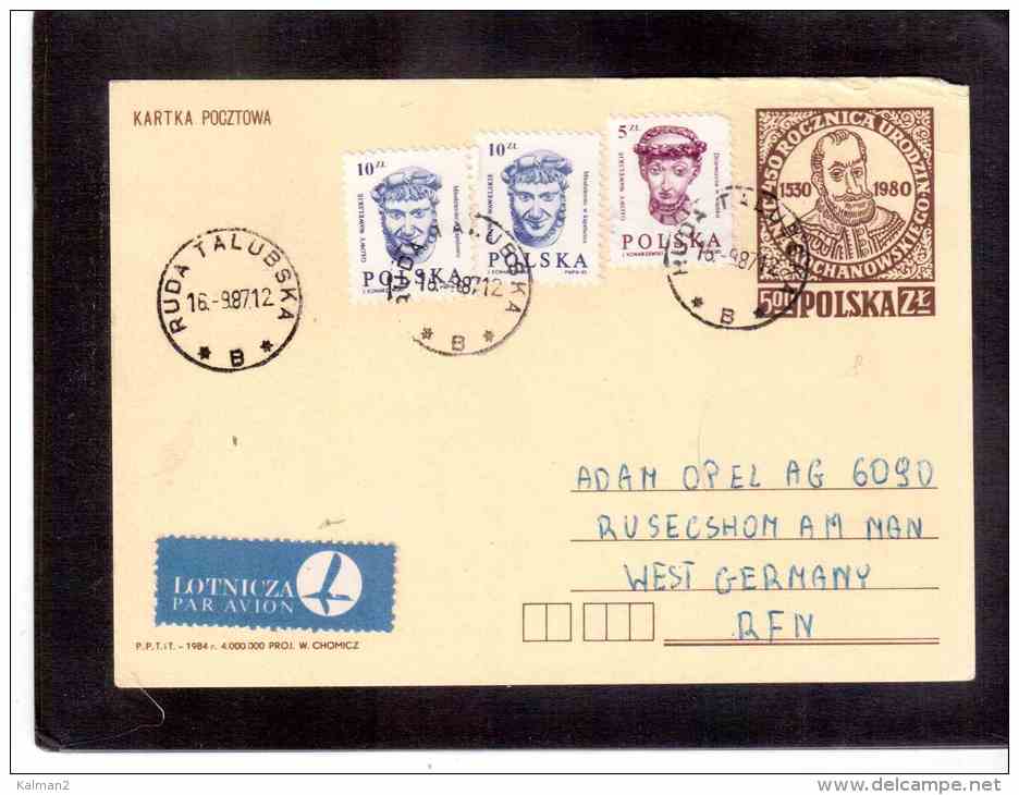 INT187   -    RUDA TALUBSKS  16.9.87     /   ENTIRE WITH INTERESTING POSTAGE - Stamped Stationery