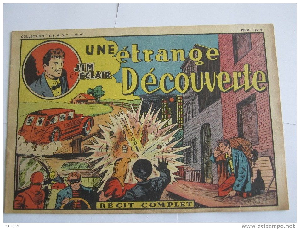 JIM L ECLAIR UNE ETRANGE DECOUVERTE N 61  1947 COLLECTION ELAN - Other & Unclassified