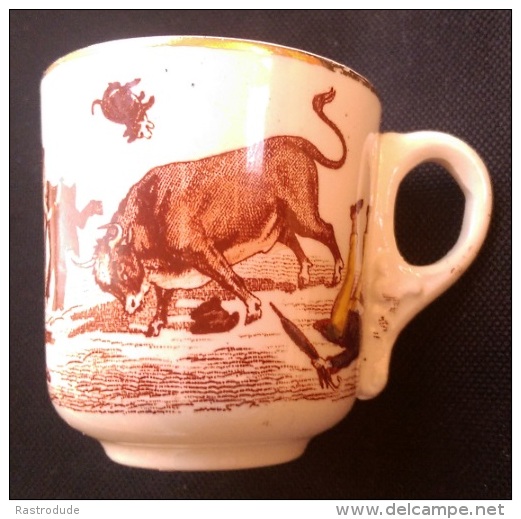 Ca. 1900 PORCELAIN CUP - ILLUSTRATED TORO - TAURIMAQUIA - BULL FIGHTING - Other & Unclassified