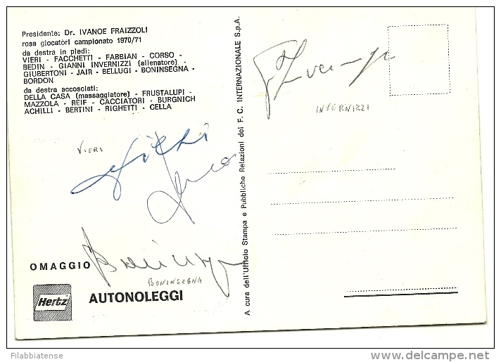 Autografi Di Invernizzi + Vieri + Boninsegna - Altri & Non Classificati