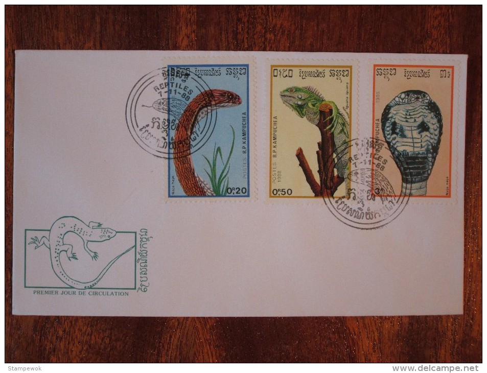 1985 Kampuchea / Cambodia - Snakes & Lizards - FDC - Kampuchea