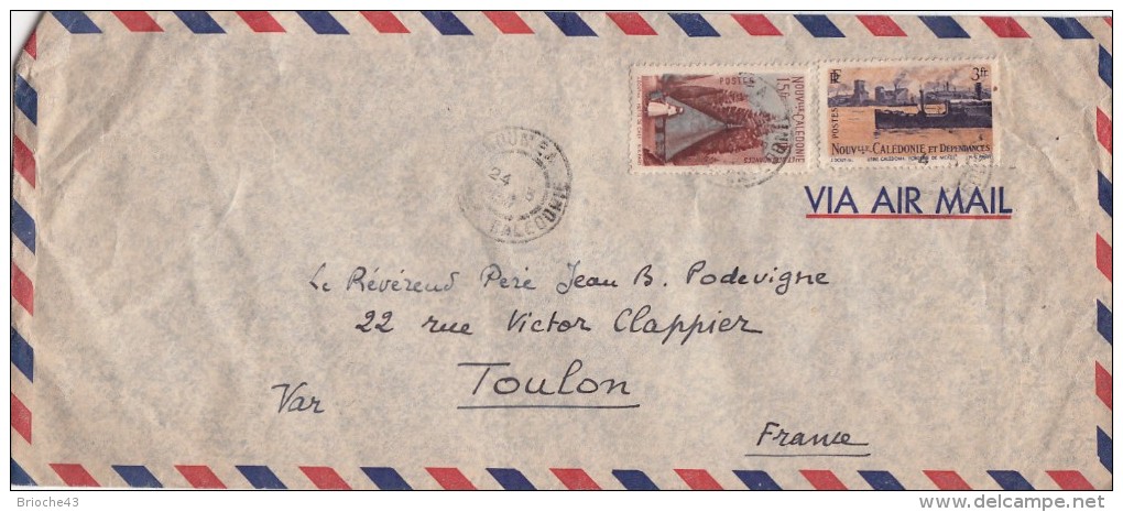 195. LETTRE NOUMÉA POUR TOULON . 18 Fr  / 6750 - Covers & Documents