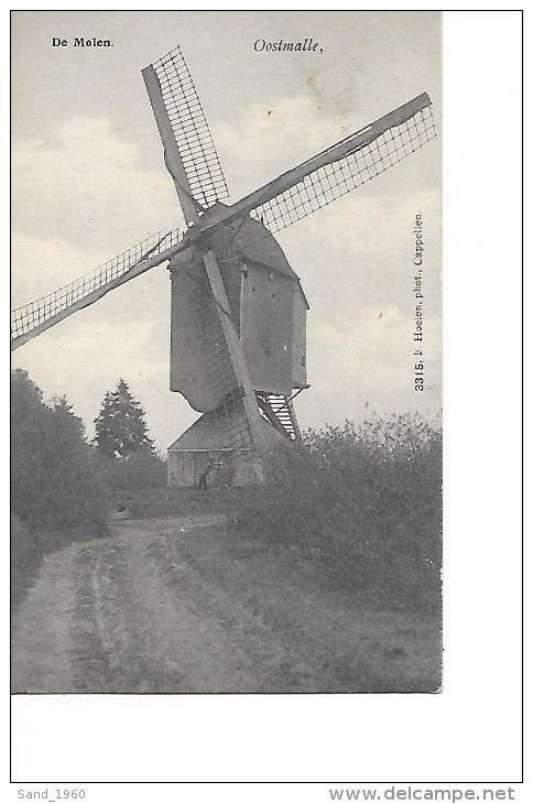 Anvers - Oostmalle - De Molen - Le Moulin - Ed: F.Hoelen - Photo: Cappellen N° 3315 - Circulé: 1908 - Voir 2 Scans - Windmills