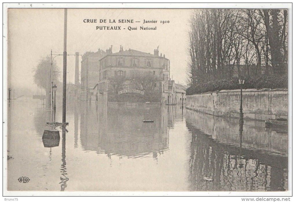 92 - PUTEAUX - Crue De La Seine - Janvier 1910 - Quai National - ELD - Puteaux