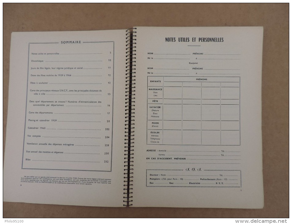 AGENDA Du PARTICULIER 1959. - Autres & Non Classés