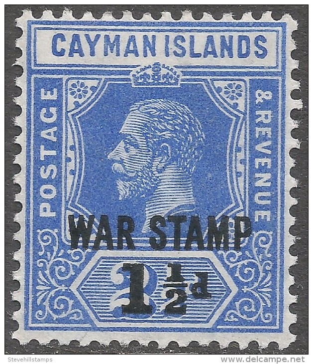 Cayman Islands. 1917 War Stamp. 1½d On 2½d MNH. SG 56 - Cayman Islands