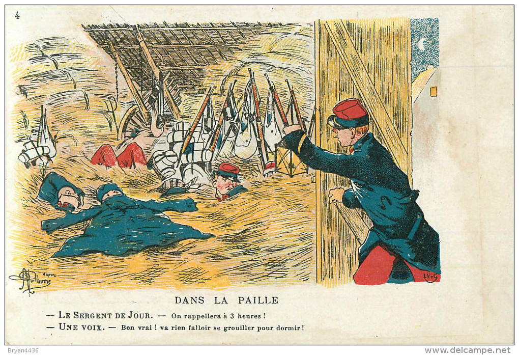 ALBERT GUILLAUME - ILLUSTRATEUR - MILITARIA - N° 4 - ** DANS LA PAILLE ** - CPA PUB. - Guillaume