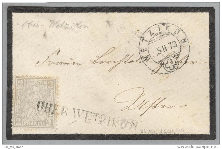 Heimat ZH Oberwetzikon 1873-02-05 Langstempel Gr.30 Auf Brief Nach Uster Zu#28 Sitz.H. - Lettres & Documents