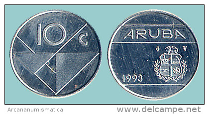 ARUBA   10  CENTIMOS  1.993  NIQUEL-ACERO   KM#2     SC/UNC    DL-11.619 - Other - America