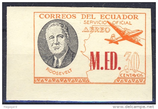 #K2554. Ecuador 1949. Official Stamp. President Roosevelt. Michel 169. MH(*) - Ecuador