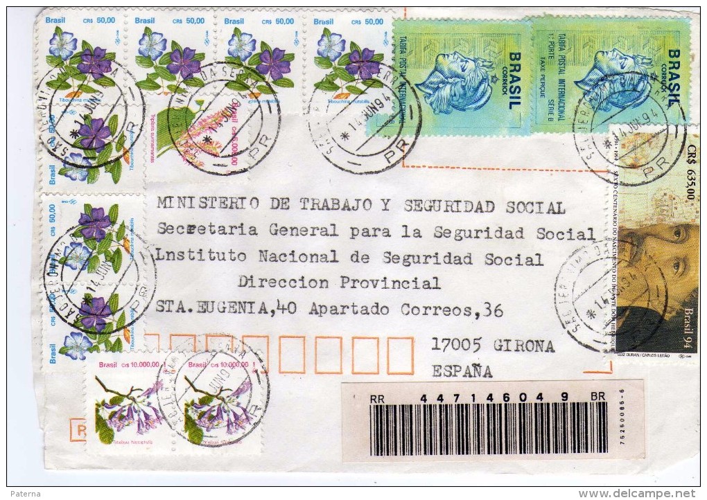 2964   Frontal Aéreo Sao Jeronimo Da Serra 1994 Brasil - Lettres & Documents