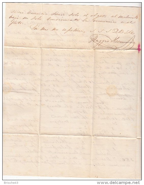 1874 ESPAGNE. LETTRE. MALAGA-MARSEILLE. PD. BORDEAUX A IRUN. ESTAFETA DE CAMBIO MADRID.BORDEAUX A CETTE  / 6941 - Lettres & Documents