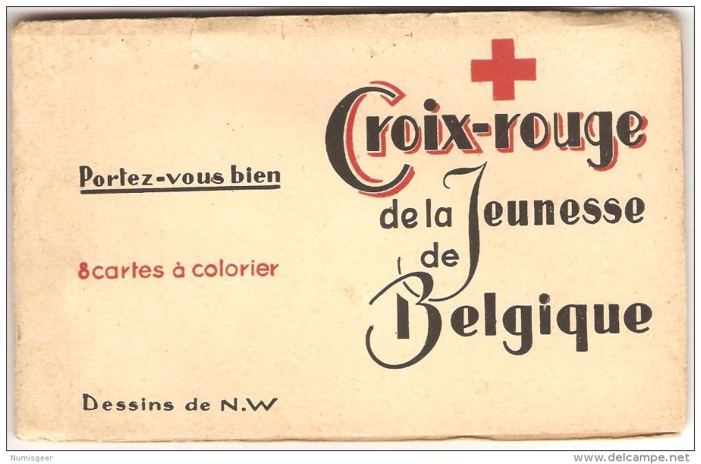 CROIX ROUGE De La JEUNESSE De BELGIQUE  ---   8 Cartes à Colorier - Croix-Rouge