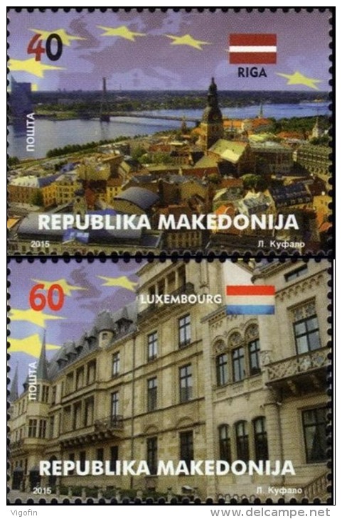 MK 2015-727-8 MK IN EU, MACEDONIA, 1 X 2v, MNH - Macédoine Du Nord