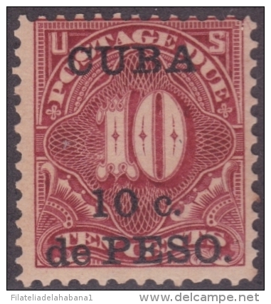 1899-160 CUBA US OCCUPATION. 1899. Ed.4 10c TASAS POR COBRAR. POSTAGE DUE. GOMA ORIGINAL TONALIZADA. - Nuevos