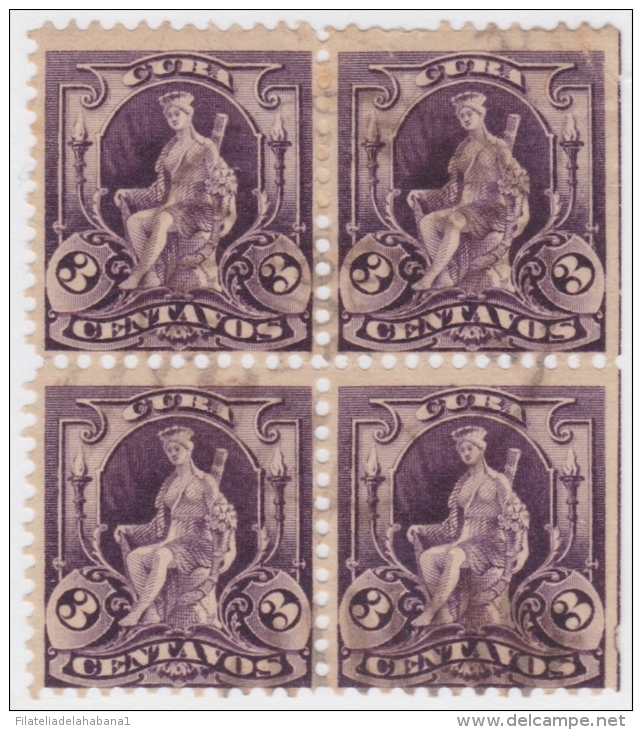 1899-184 CUBA US OCCUPATION. 1899. Ed.32. 3c FUENTE DE LA INDIA. BLOCK 4. FINE CANCEL. - Unused Stamps