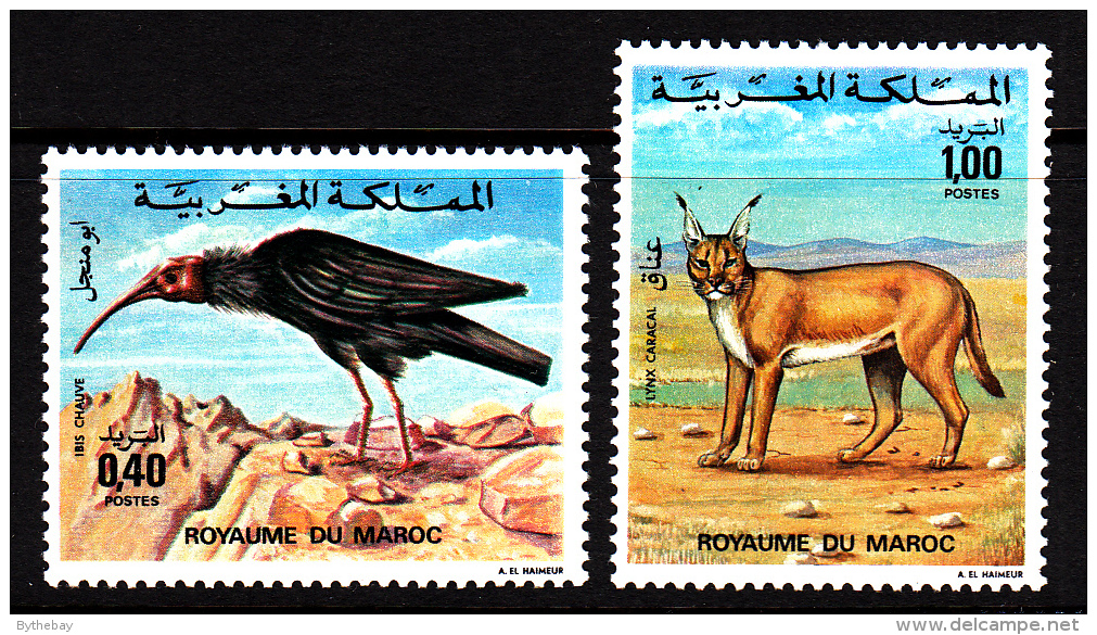 Morocco MNH Scott #344-#345 Set Of 2 Bald Ibis, Persian Lynx - Morocco (1956-...)