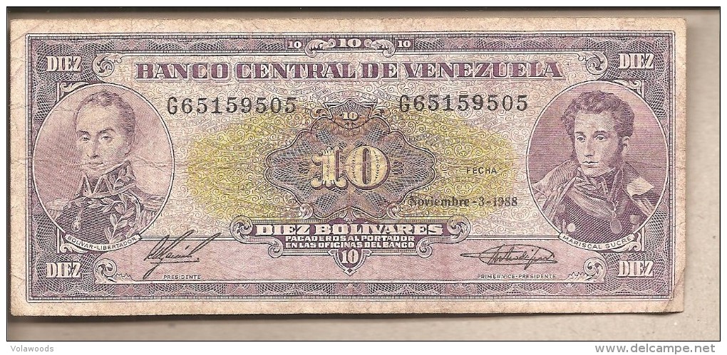 Venezuela - Banconota Circolata Da 10 Bolivares P-62 - 1988 #19 - Venezuela