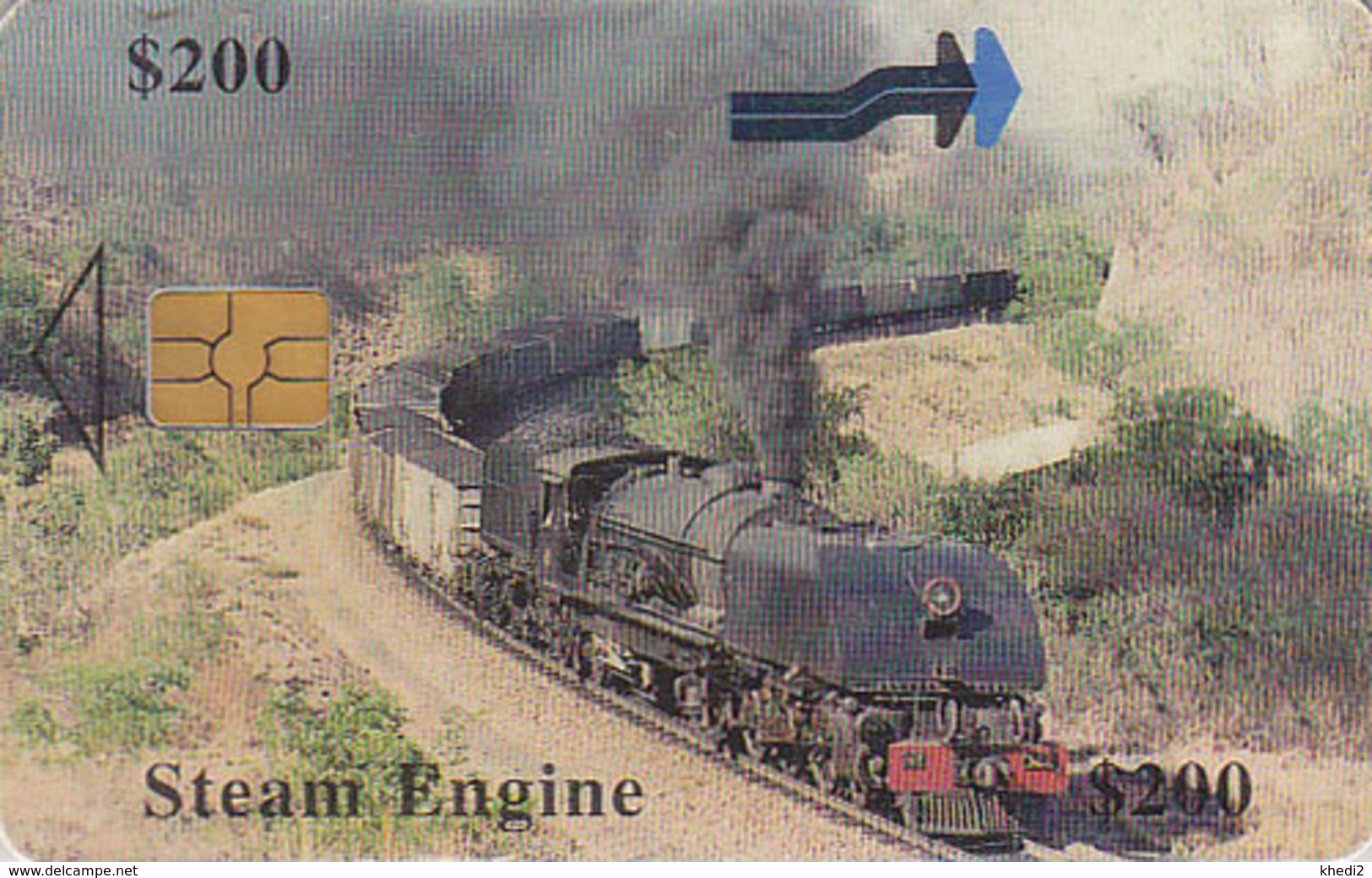 Télécarte à Puce ZIMBABWE - Steam TRAIN à Vapeur 200 $ Locomotive - Africa Chip Phonecard - Dampf  ZUG Trein - Trains