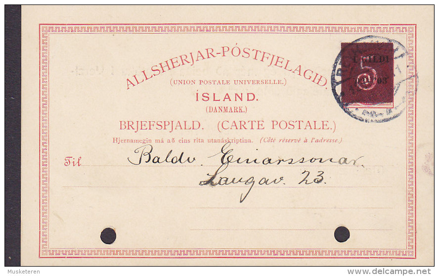 Iceland Postal Stationery Ganzsache Entier 5 Aur PRIVATE Print 'MERKÚR', REYKJAVIK 1920 (2 Scans) - Interi Postali