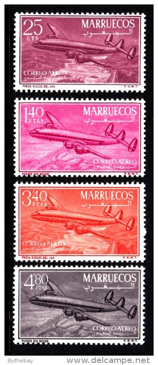 Morocco Northern Zone MNH Scott #C1-#C4 Set Of 4 Plane Over Lau Dam - Maroc (1956-...)