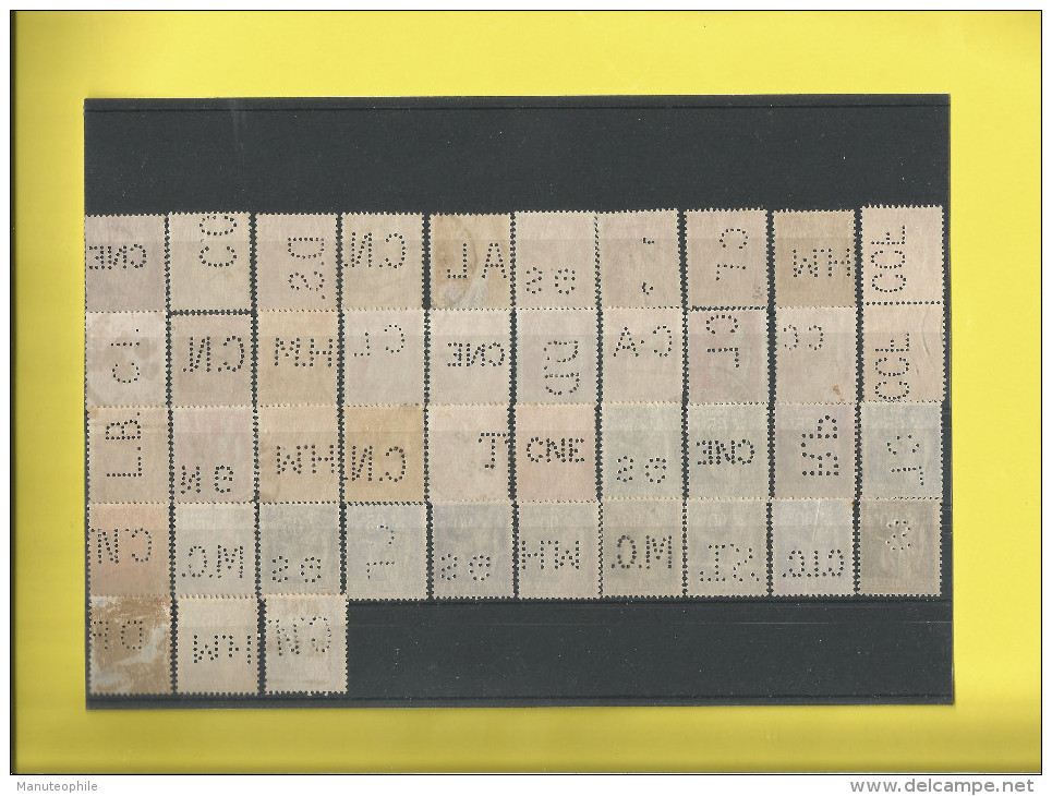 Perforé  Perforés Perfins FRANCE  Lot De 43  Timbres Perforés Types " PAIX "   Voir Scanners - Autres & Non Classés