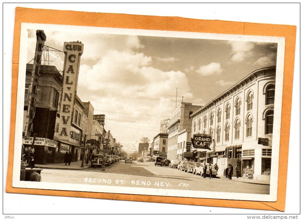 Reno NV Second Street Old Real Photo Postcard - Reno